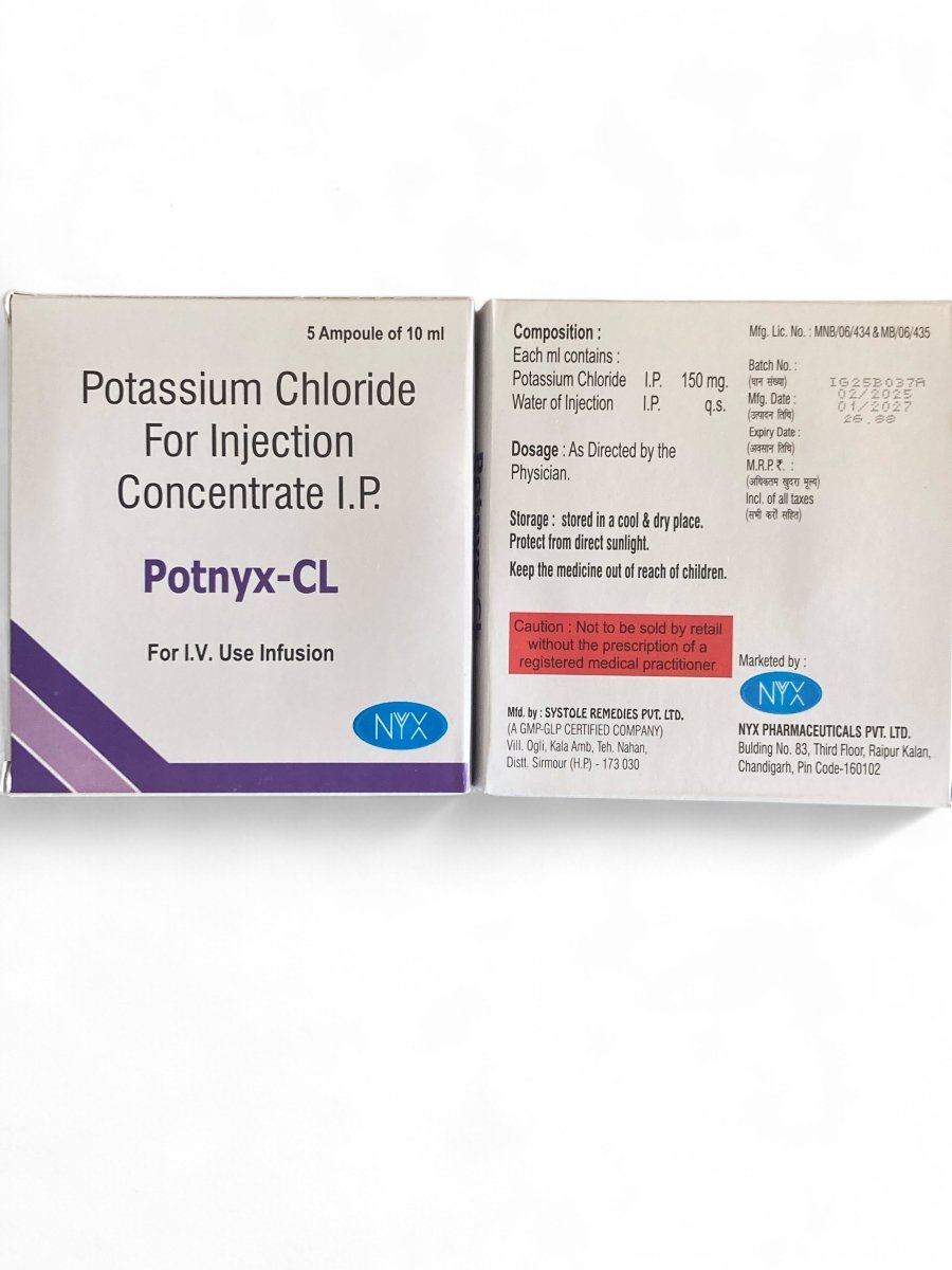 Potassium Chloride For Injection 150mg | 5 x 10ml ampoules - Supplements4YouAll - Minerals