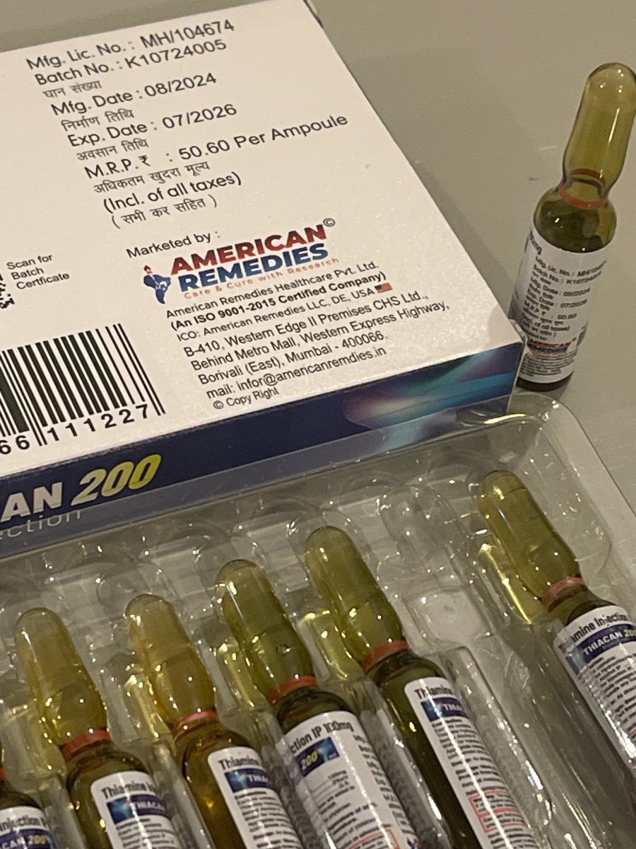 Vitamin B1 Thiamine Injection 200mg | Energy Metabolism | IM / IV - Supplements4YouAll - B Complex