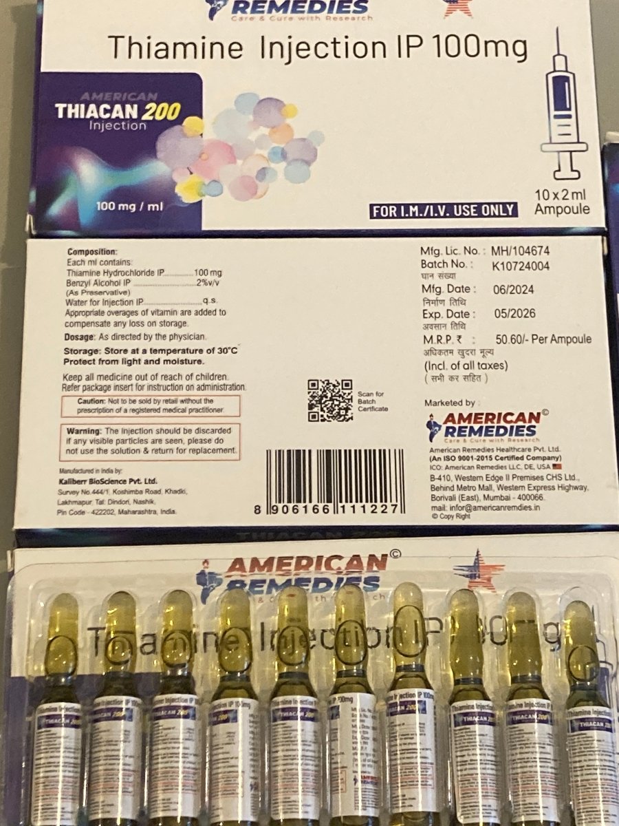 Vitamin B1 Thiamine Injection I.P. 200mg| Energy Metabolism | IM / IV - Supplements4YouAll - B Complex