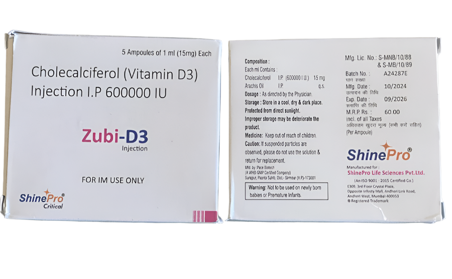 Vitamin D3 Injection 600000 IUs | 5 x 1 ml | IM Use Only - Supplements4YouAll - Vitamins