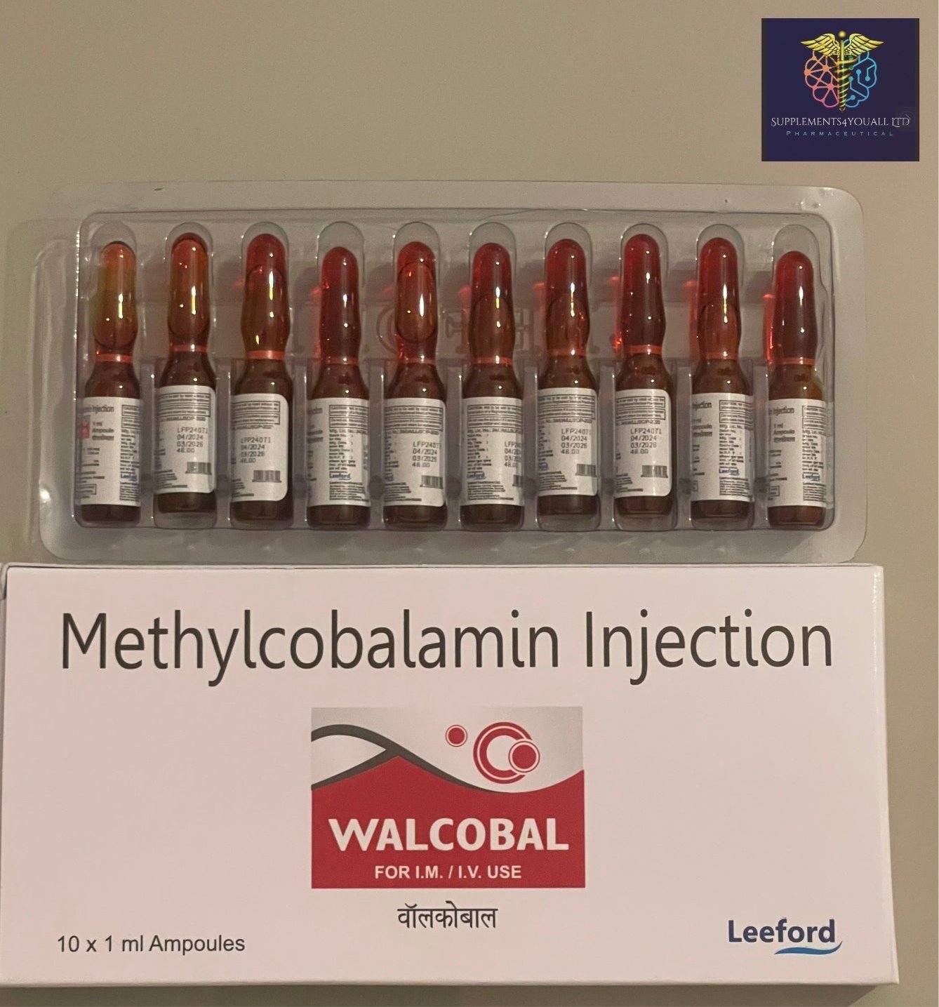 B12 Methylcobalamin 1500mcg Injection | 10x1ml Ampoules IM / IV Use 20%off at checkout 