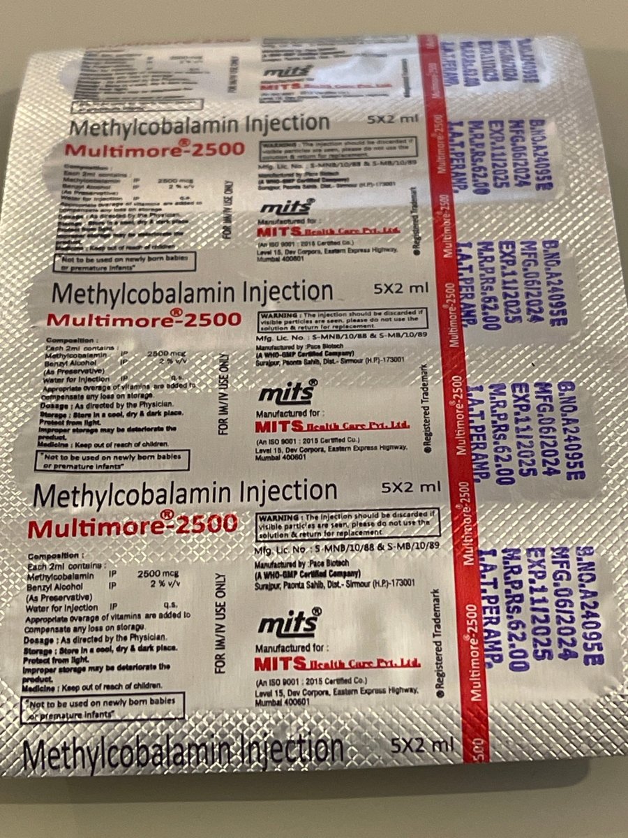 B12 Methylcobalamin 2500mcg Injection | 5 x 2ml | IM / IV Use Only - Supplements4YouAll - Vitamins