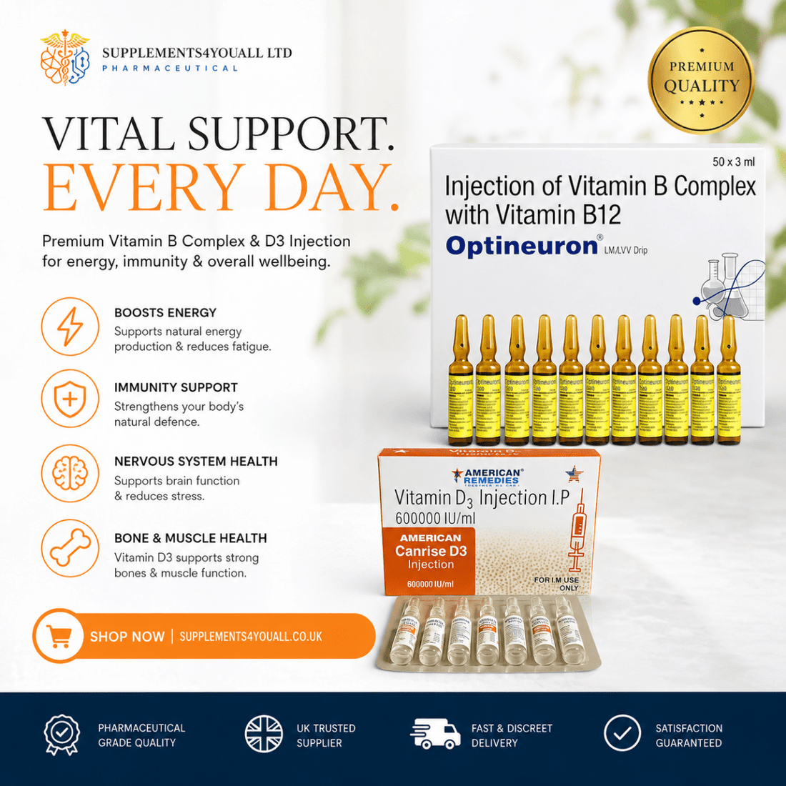 Bundle 8 | B Complex, B12 & D3 | Extra 20% Using CODE: MAY10 - Supplements4YouAll - 