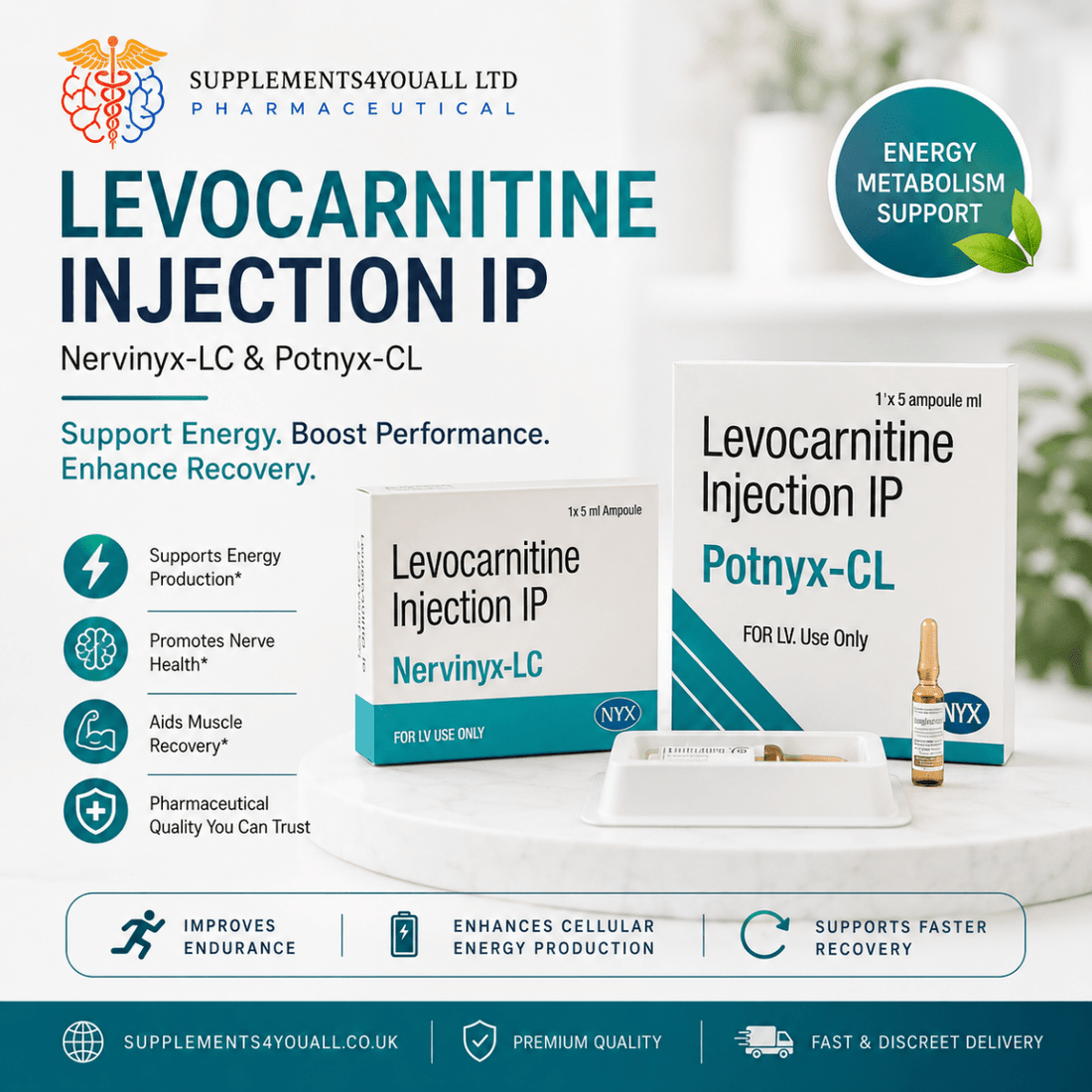 Carnitine Injection 1000mg | Fat Metabolism & Energy Support IV Only - Supplements4YouAll - Supplement