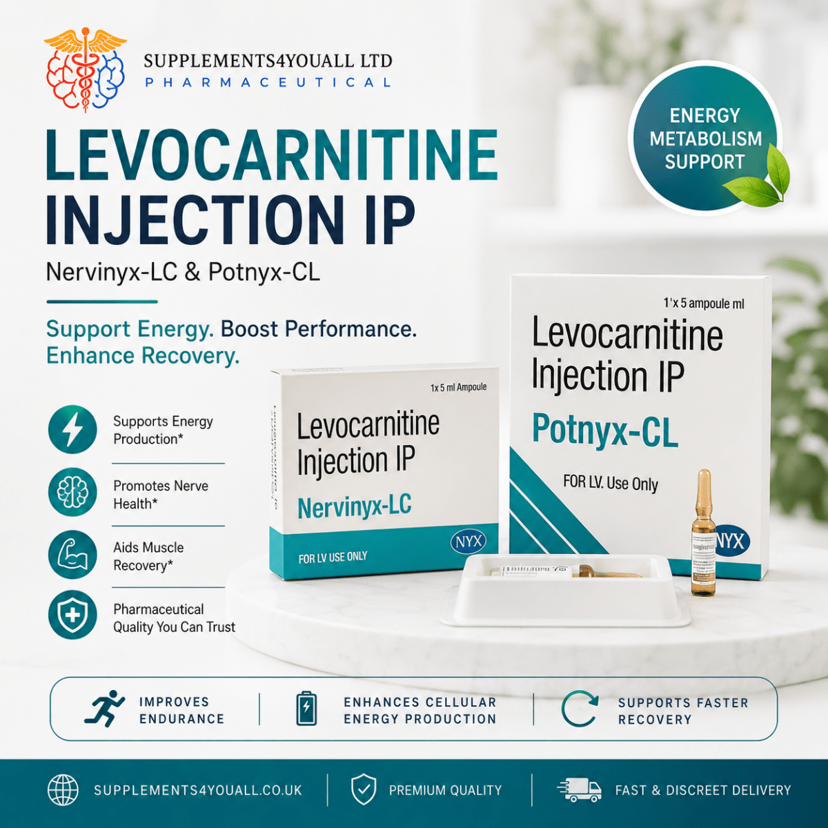 Carnitine Injection 1000mg | Fat Metabolism & Energy Support IV Only - Supplements4YouAll - Supplement