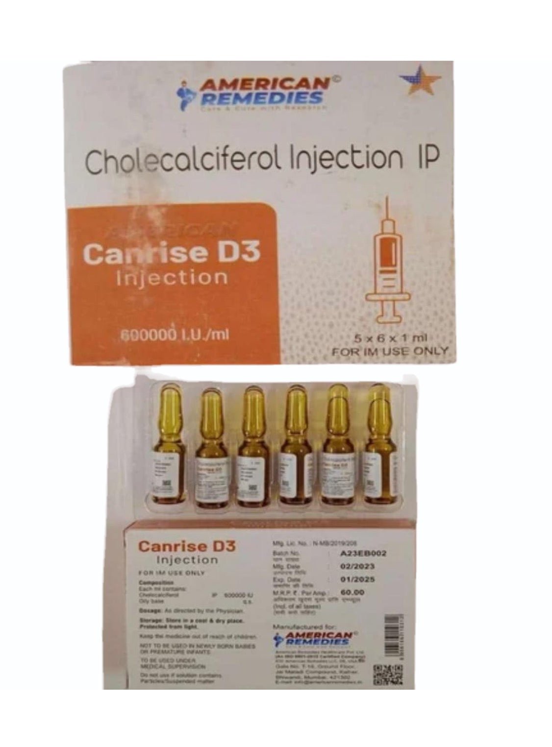 D3 Cholecalciferol Injection 600,000 IUs | Canrise | For IM Use Only - Supplements4YouAll - Vitamins