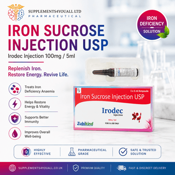 Iron Injection 100mg | 1 x 5ml vial | Iron Sucrose For IV Use Only - Supplements4YouAll - Supplement