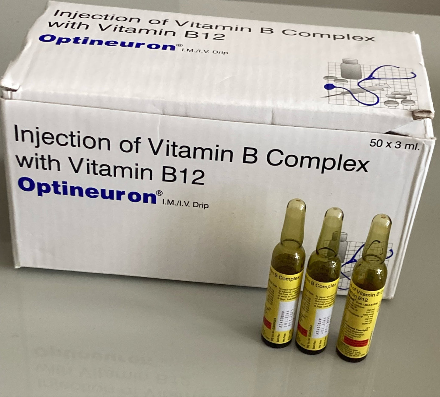 Vitamin B Complex with B12 1000mcg 5 x 3ml | Optineuron | IM / IV Use - Supplements4YouAll - B Complex