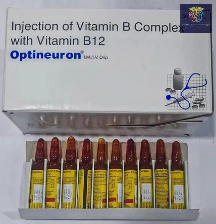 Vitamin B Complex with B12 1000mcg 5 x 3ml | Optineuron | IM / IV Use - Supplements4YouAll - B Complex