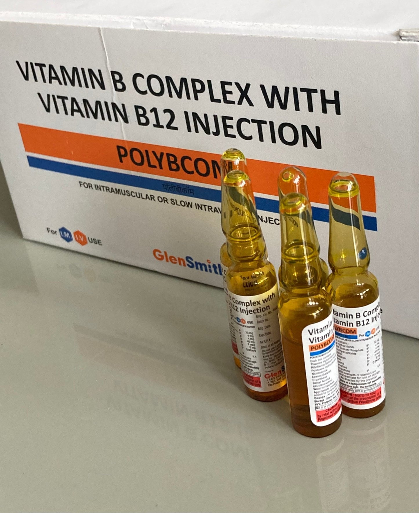 Vitamin B Complex With B12 Injection | Polybcom| 5 x 2ml | For IV / IM - Supplements4YouAll - Vitamins