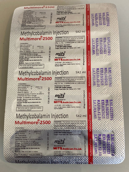 Vitamin B12 2500mcg x1ml Injection x 5 ampoules | Multimore - Supplements4YouAll - Vitamins