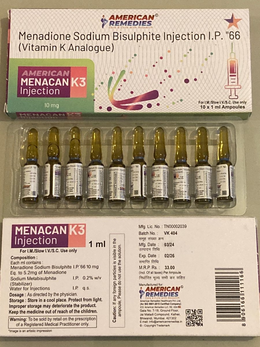 Vitamin K3 Injection | Menadione Sodium Bisulphite 1ml x 10mg |IM / IV ...